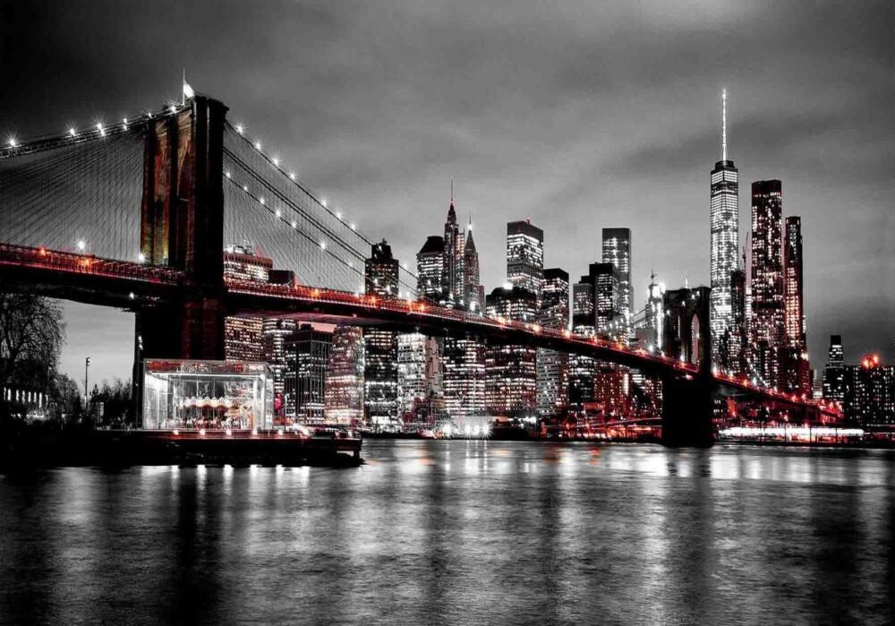 גשר ברוקלין שחור לבן אדום