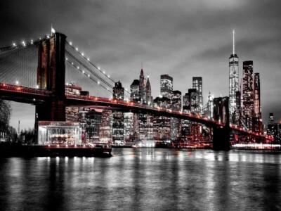 גשר ברוקלין שחור לבן אדום