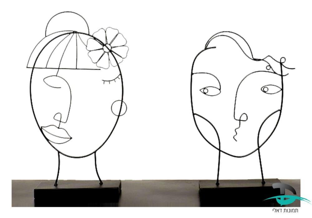 זוג פסל פנים מתכת עיצוב נורדי