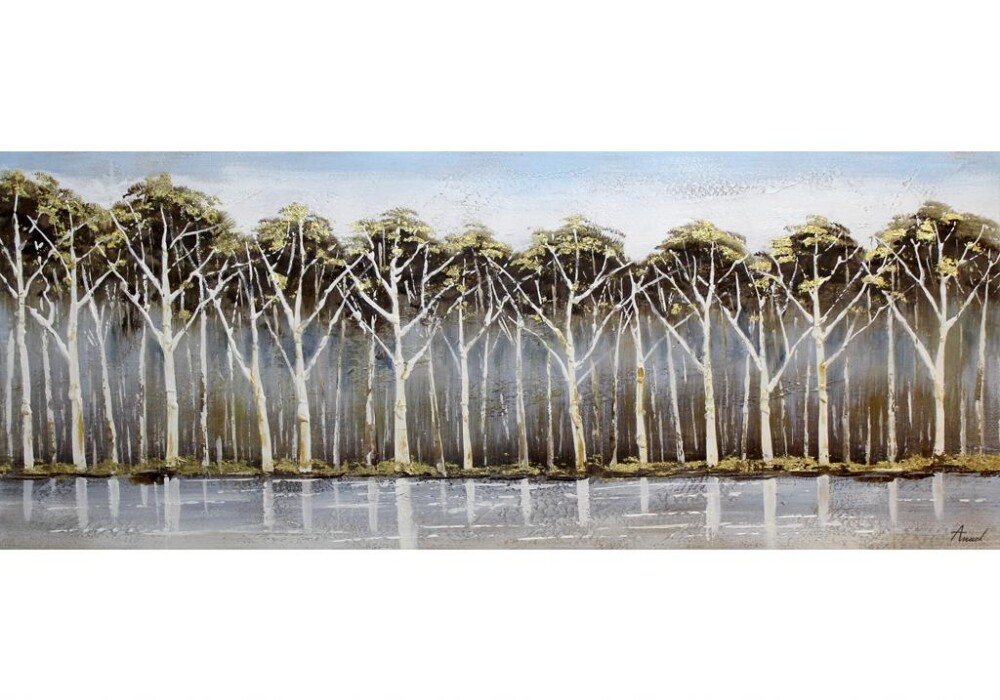 ציור שמן יער בחורף פנורמי