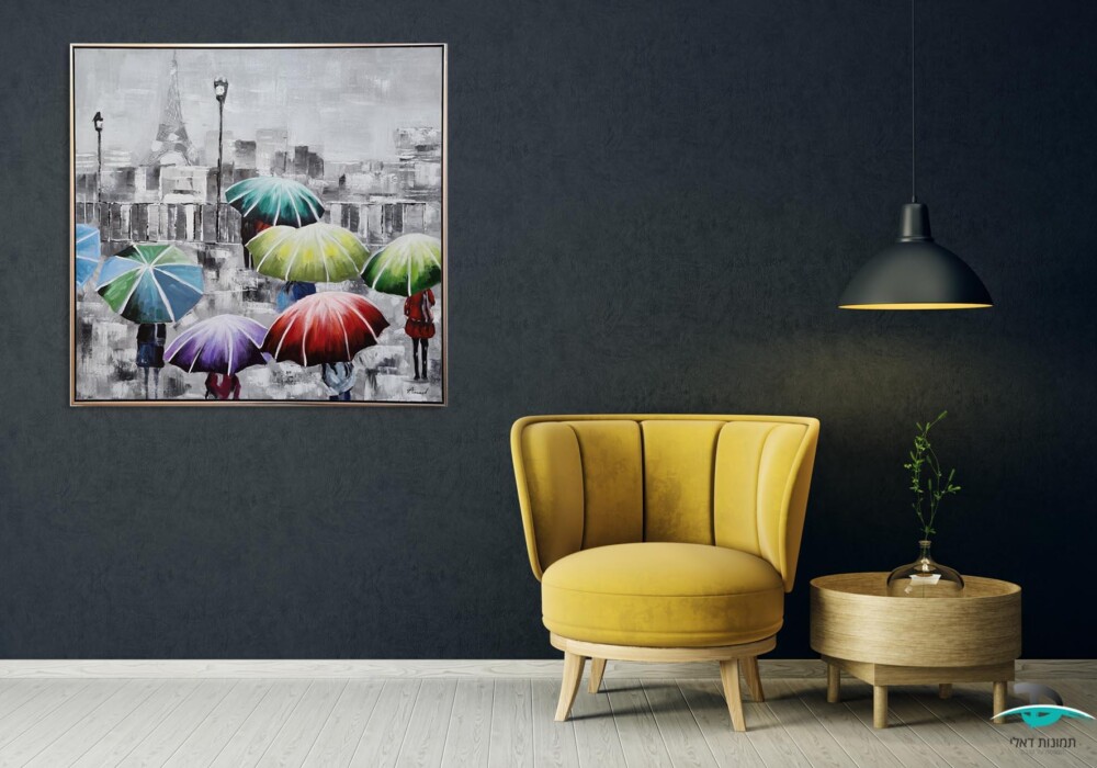 ציור שמן מטריות בפריז