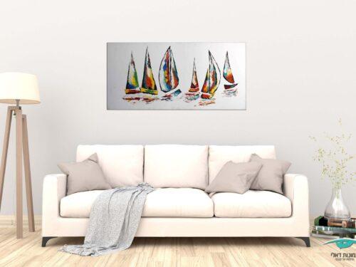 ציור שמן סירות מפרש