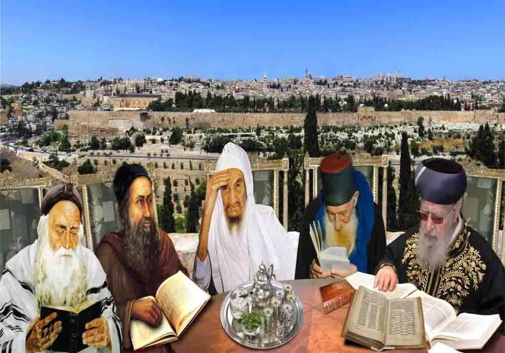 רבנים ברקע ירושלים