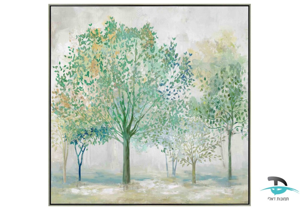 תמונה ציור שמן עצים בירוק 2