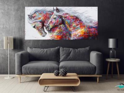 תמונת קנבס סוסים צבעוניים