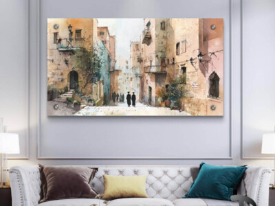 תמונה בצבעי מים של ירושלים לסלון או למשרד דגם 4136