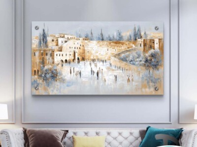 ציור מופשט של הכותל המערבי בירושלים בחורף לסלון או למשרד דגם 4118