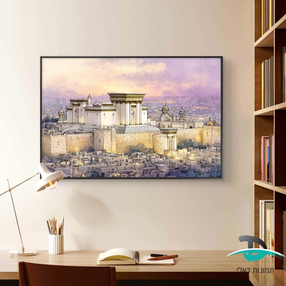 תמונה בצבעי מים של בית המקדש בירושלים לסלון או למשרד דגם 4119