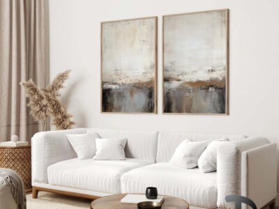 זוג תמונות בסגנון ציור שמן, מופשט דרמטי לסלון ולמשרד דגם 4114 копия