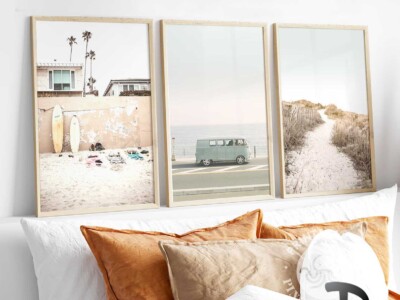 שלישיית תמונות בסגנון בוהו, צבעי פסטל לסלון ולמשרד דגם 4132