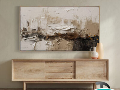 תמונה אבסטרקטית בסגנון ציור שמן בגווני חום לסלון או למשרד דגם 4137